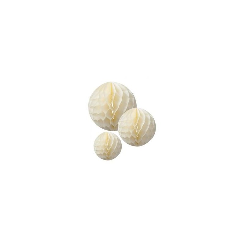 3 BOULES DECO 8 CM CREME