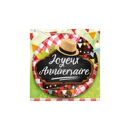 BALLON METALLIQUE ROND 45 CM JOYEUX ANNIVERSAIRE LA GUINGUETTE 