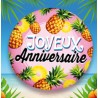 BALLON METALLIQUE ROND 45 CM JOYEUX ANNIVERSAIRE ANANAS