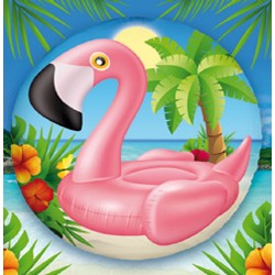 BALLON METALLIQUE ROND 45 CM FLAMANT ROSE 