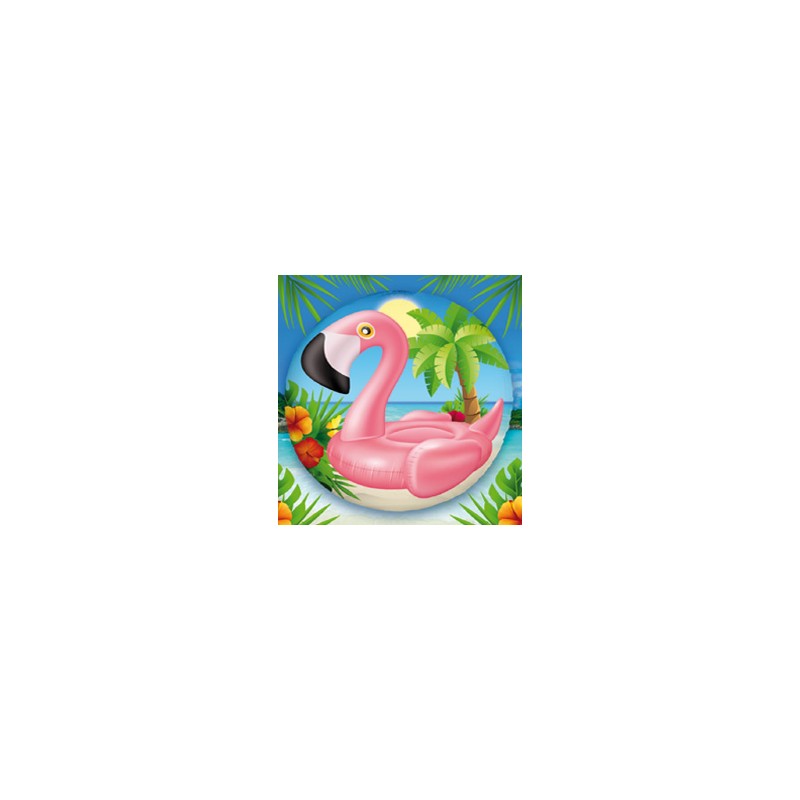 BALLON METALLIQUE ROND 45 CM FLAMANT ROSE 