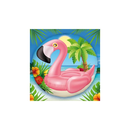 BALLON METALLIQUE ROND 45 CM FLAMANT ROSE 