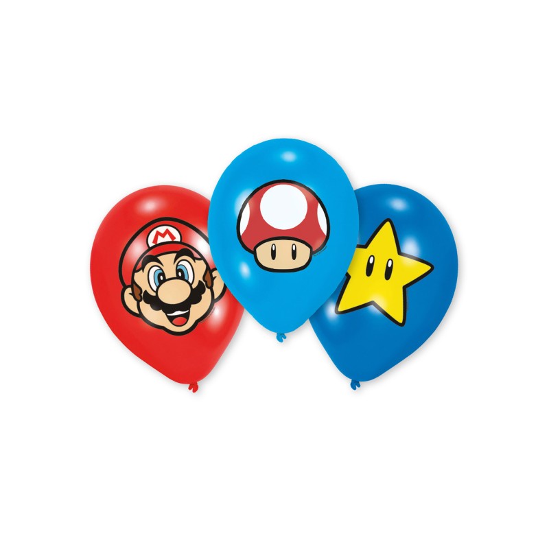 6 BALLONS LATEX SUPER MARIO 27,5CM 