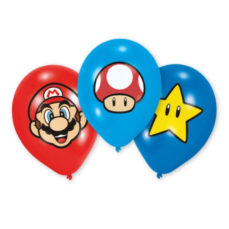 6 BALLONS LATEX SUPER MARIO 27,5CM 