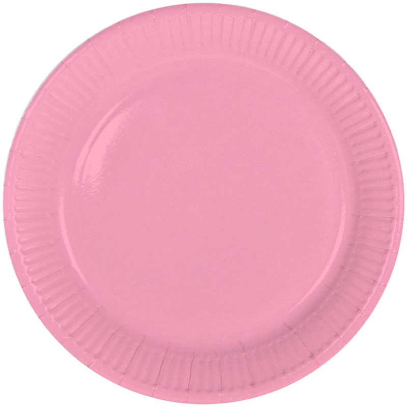 8 ASSIETTES CARTON RONDES 23 CM ROSE PASTEL