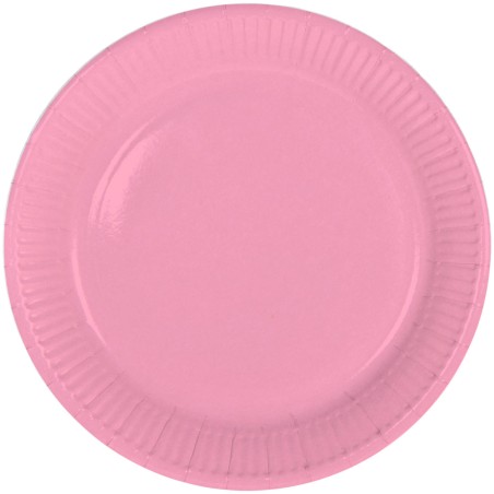 8 ASSIETTES CARTON RONDES 23 CM ROSE PASTEL