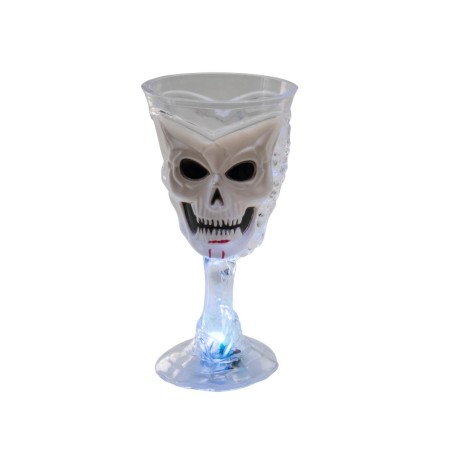 VERRES LUMINEUX SUR PIED TETE DE MORT HALLOWEEN 