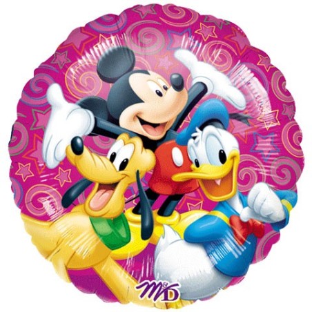 BALLON METALLIQUE ROND  MICKEY PLUTO ET DONALD 43 CM