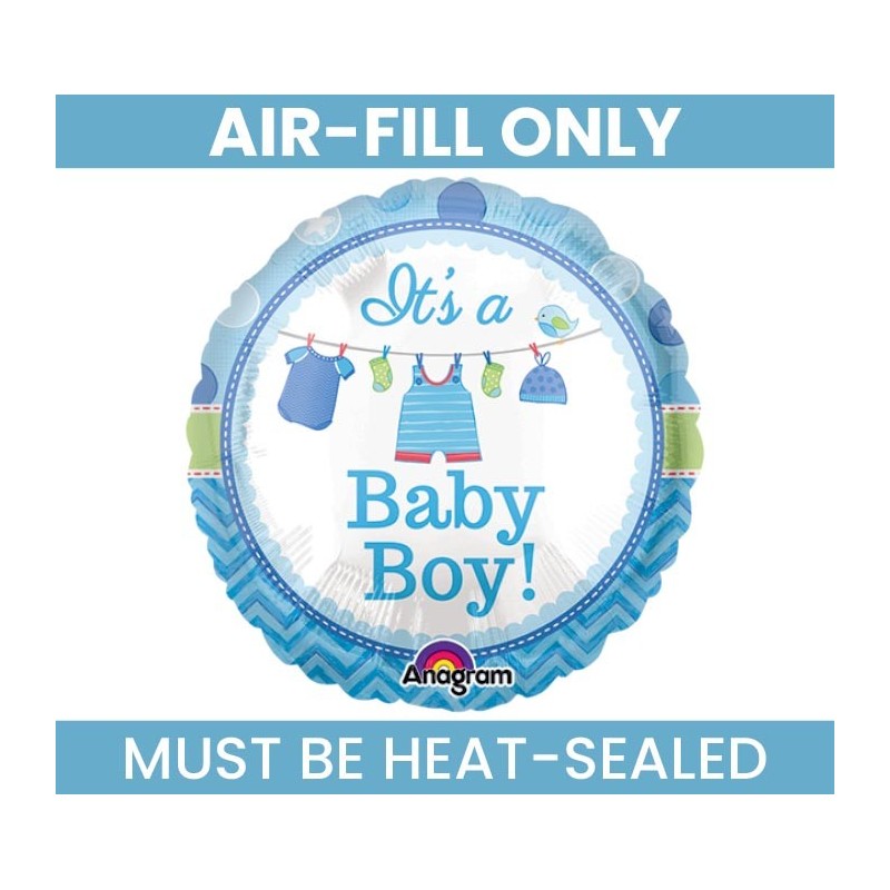 BALLON METALLIQUE ROND AIR IT'S BABY BOY BLEU 23 CM BALLON METALLIQUE ROND AIR IT'S BABY BOY BLEU 23 CM