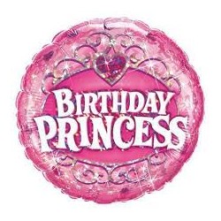 BALLON METALLIQUE ROND BIRTHDAY PRINCESS 23 CM