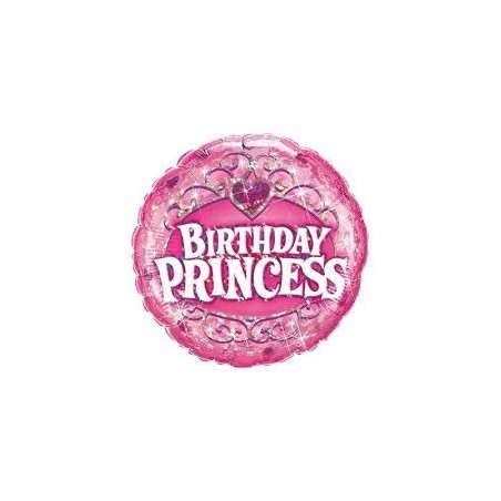 BALLON METALLIQUE ROND BIRTHDAY PRINCESS 23 CM