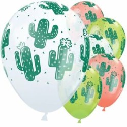 25 BALLONS LATEX QUALATEX IMPRIMES CACTUS 11"