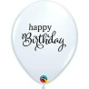 25 BALLONS LATEX QUALATEX HAPPY BIRTHDAY BLANCS