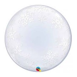 BALLON BUBBLE DECO FLOCONS DE NEIGE  61 CM