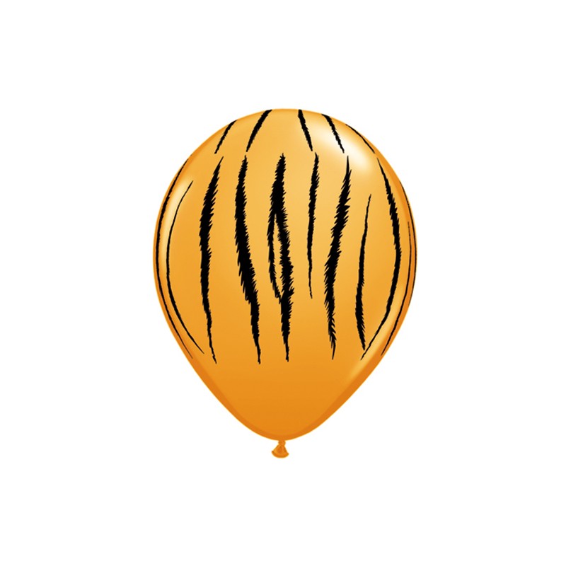 25 BALLONS LATEX QUALATEX ORANGE IMPRIMES GRIFFES DE TIGRE