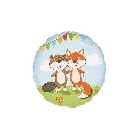 BALLON METALLIQUE ROND LES ANIMAUX DE LA FORET 43 CM