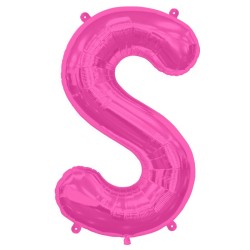 BALLON METALLIQUE LETTRE S FUSCHIA 86 CM
