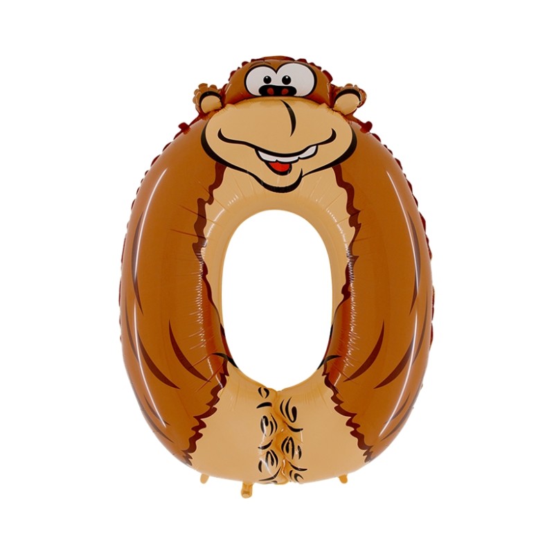 BALLONS CHIFFRES ANIMAUX 0 SINGE 90 CM