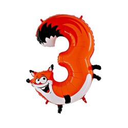 BALLONS CHIFFRES ANIMAUX 3 RENARD 90 CM