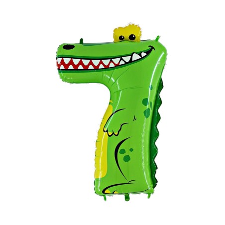 BALLONS CHIFFRES ANIMAUX 7 CROCODILE 90 CM