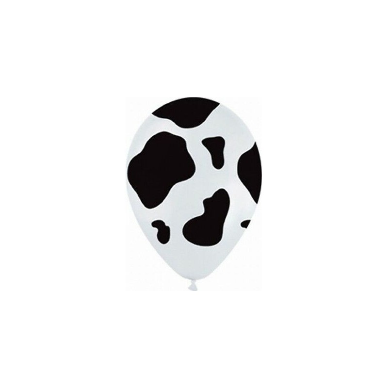 25 BALLONS LATEX QUALATEX BLANC TACHES DE VACHE NOIRES 11"