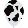 25 BALLONS LATEX QUALATEX BLANC TACHES DE VACHE NOIRES 11"