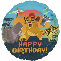 BALLON METALLIQUE ROND 43 CM LA GARDE DU ROI LION HAPPY BIRTHDAY