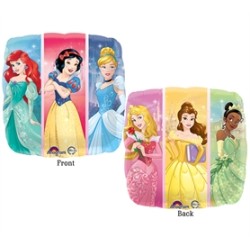 BALLON METALLIQUE CARRE LES PRINCESSES DISNEY 43 CM DE DIAMETRE