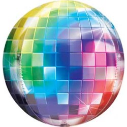 BALLON METALLIQUE ORBZ BOULE A FACETTE MULTICOLORE 38X40 CM