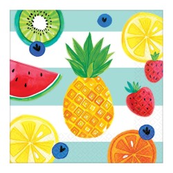 16 SERVIETTES HELLO SUMMER FRUITS 33 x 33  CM