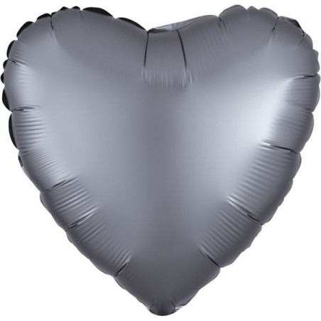 BALLON METALLIQUE COEUR SATIN GRAPHITE 43 CM