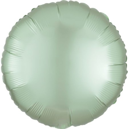 BALLON METALLIQUE ROND SATIN VERT PASTEL 43 CM