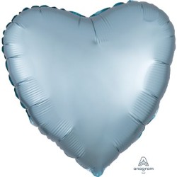 BALLON METALLIQUE COEUR SATIN BLEU PASTEL 43 CM