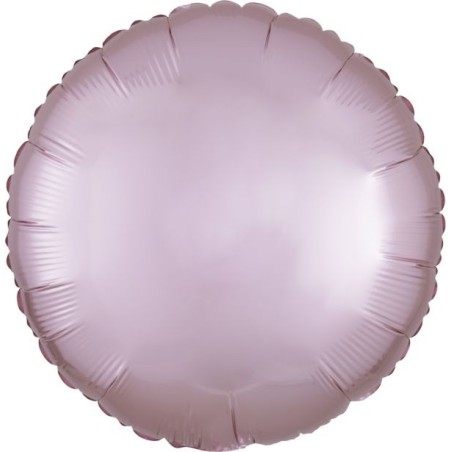 BALLON METALLIQUE ROND SATIN ROSE PASTEL 43 CM