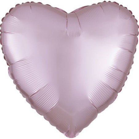 BALLON METALLIQUE COEUR SATIN ROSE PASTEL 43 CM