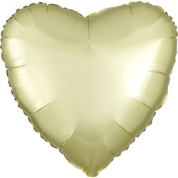 BALLON METALLIQUE COEUR SATIN JAUNE PASTEL 43 CM