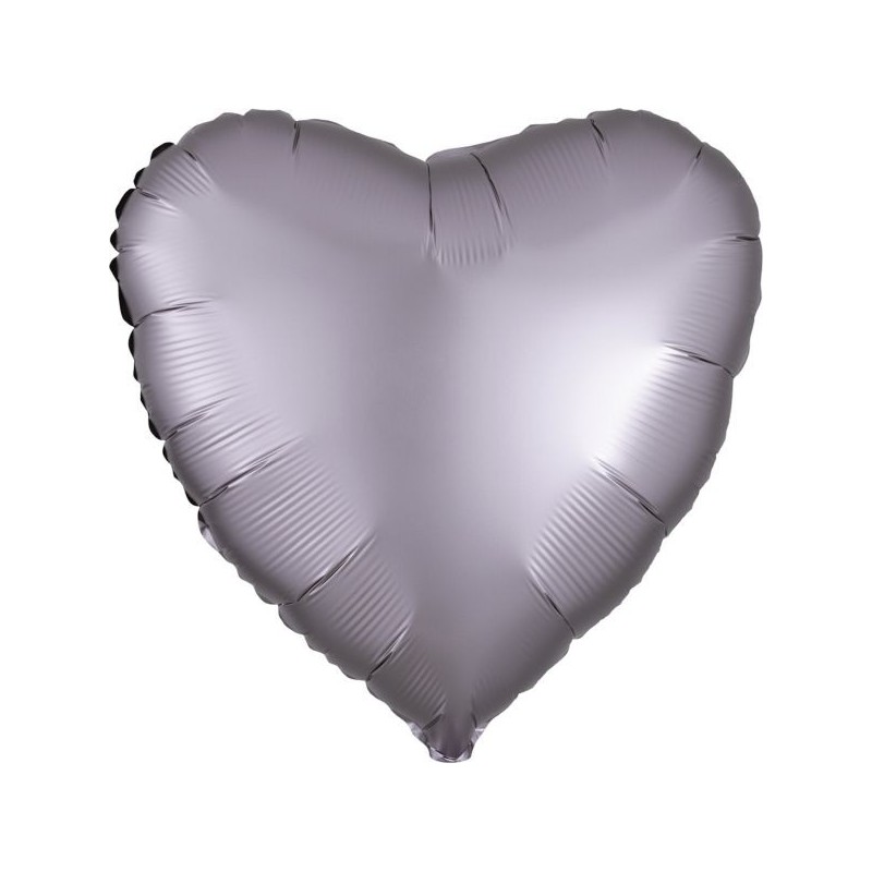 BALLON METALLIQUE COEUR SATIN GRIS MAUVE OU GREIGE 43 CM BALLON METALLIQUE COEUR SATIN GRIS MAUVE OU GREIGE 43 CM