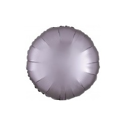 BALLON METALLIQUE ROND SATIN GRIS MAUVE 43 CM