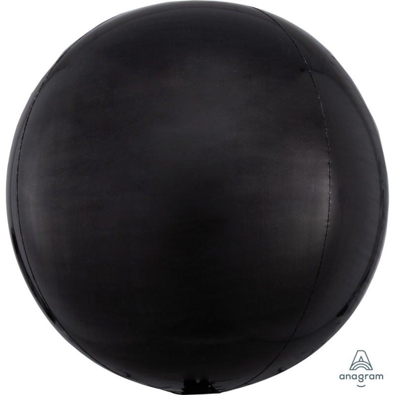 BALLON METALLIQUE ORBZ BOULE NOIR 38 X 40 CM