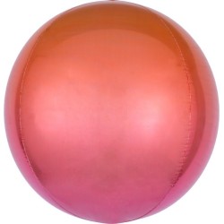 BALLON METALLIQUE ORBZ BOULE OMBRE ROUGE ORANGE 38 X 40 CM