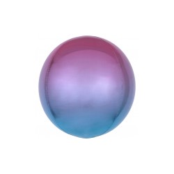 BALLON METALLIQUE ORBZ BOULE OMBRE MAUVE BLEU 38 X 40 CM