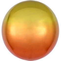 BALLON METALLIQUE ORBZ BOULE OMBRE JAUNE ORANGE 38 X 40 CM