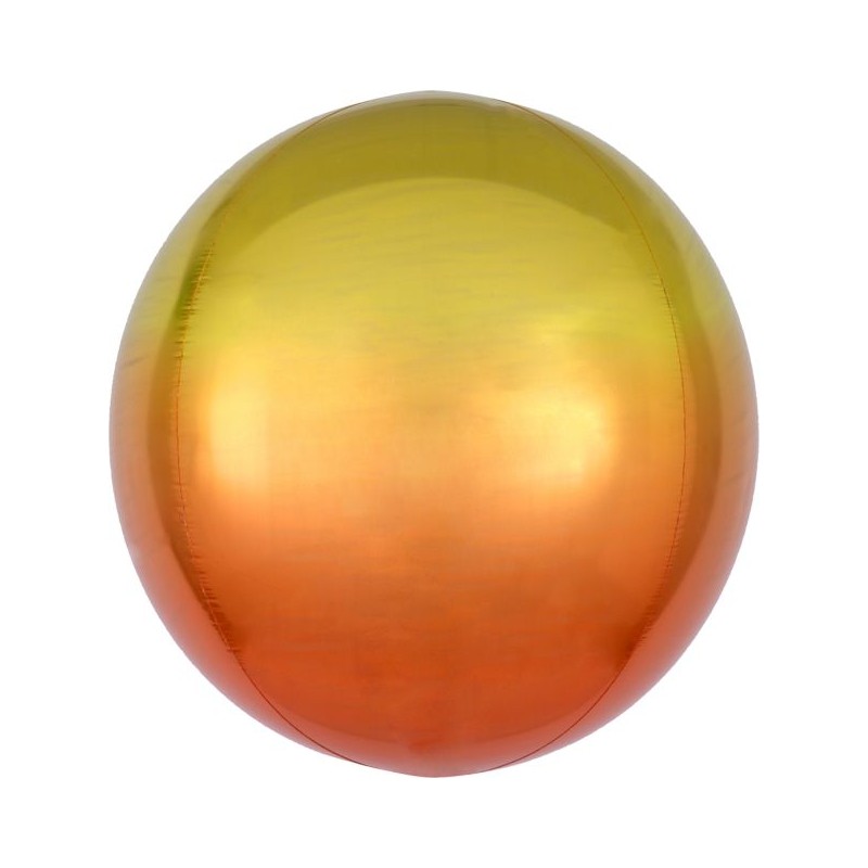 BALLON METALLIQUE ORBZ BOULE OMBRE JAUNE ORANGE 38 X 40 CM