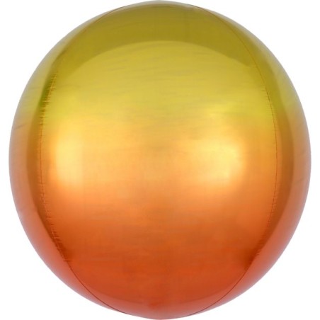 BALLON METALLIQUE ORBZ BOULE OMBRE JAUNE ORANGE 38 X 40 CM