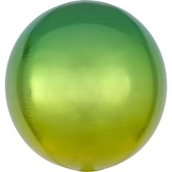 BALLON METALLIQUE ORBZ BOULE OMBRE VERT JAUNE 38 X 40 CM