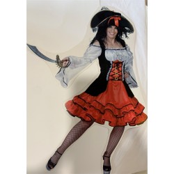 DEGUISEMENT PIRATE ROBE SAILORA ROUGE NOIR MANCHES LONGUES TAILLE 36/38