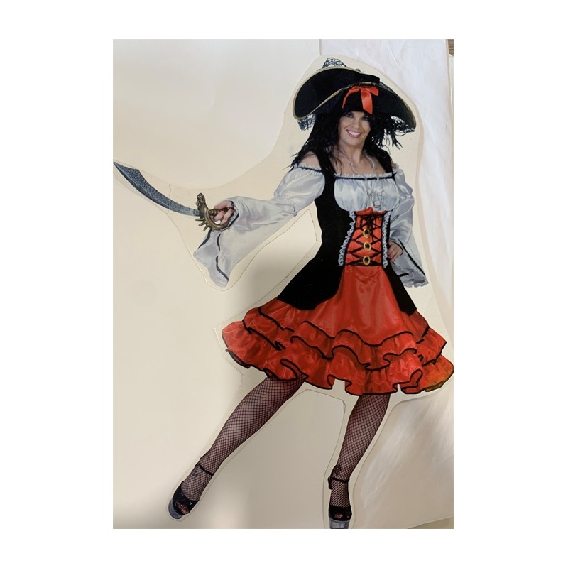 DEGUISEMENT PIRATE ROBE SAILORA ROUGE NOIR MANCHES LONGUES TAILLE 36/38