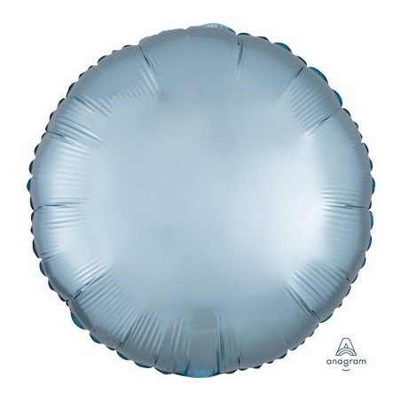 BALLON METALLIQUE ROND SATIN BLEU PASTEL 43 CM