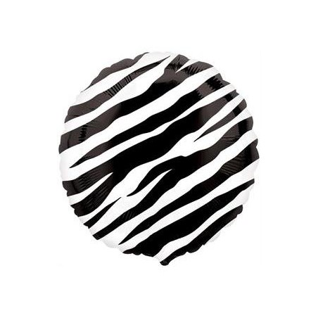 BALLON METALLIQUE ROND IMPRIME ZEBRE 43 CM