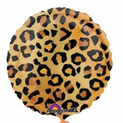 BALLON METALLIQUE ROND IMPRIME LEOPARD 43 CM